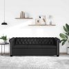 Sofa 3-osobowa w stylu Chesterfield, sztuczna skóra, czarna